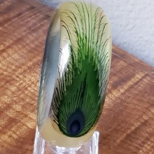 Peacock Feather Resin Bangle Bracelet